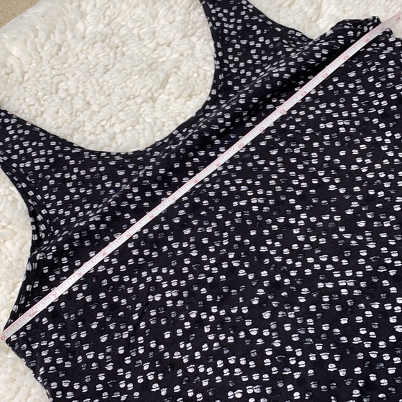Black White Flowy Tank Polka Dot Patterned Scoop Neck Lace Detail H26 - Picture 4 of 8